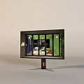 Modern Computer Monitor Displaying Stylish Interior Scene With Green Plants And Furniture