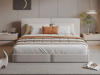 Modern Double Bed Fabric Double Bed 3d model