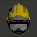 Game Movie Character Wearing Yellow Safety Helmet With Silver Stripes Black Visor And MTR Logo