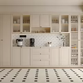 Elegant Modern Wine Cabinet Design With White Glass Door Cabinets Glassware Coffee Machine On Countertop