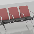Red Public Chairs With Metal Frames Arranged In Spacious Space 3d model