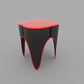 Modern Single Chair With Red Black Leather Upholstery And Unique Leg Design