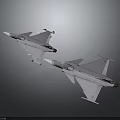 Two Gray Fighter Jets Flying Side by Side Against Gray Background 3d model