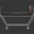 Industrial Platform With Metal Railings Concrete Surface And Circular Holes