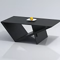 Modern Black Coffee Table With Geometric Structure And Fruit On Plate 3d model