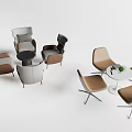 Modern Elegant Table and Chair Set With Neutral Tones and Sleek Design 3d model