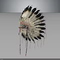 Traditional Feather Headdress With Black White Feathers Colorful Beadwork And Tassels