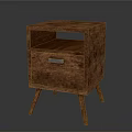 Wooden Nightstand Modern Design With Drawer And Metal Handle On Tapered Legs