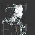3D Anime Character In Green And Black Outfit With Running Pose And Green Hair