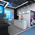 Hitachi Exhibition Booth With Modern Design Digital Screens Lighting And Visitors