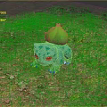 Iconic Pokemon Bulbasaur Green with Red Eyes and Bulb on Back Standing on Grass Field