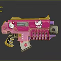 Pink Hello Kitty Themed Gun With Yellow Purple Accents And Cute Design