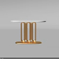 Modern Console Table With White Oval Top And Golden Curved Legs 3d model