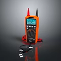 Orange Digital Multimeter with LCD Display and Test Leads for Computer Repair 3d model