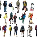 Travel figure backpack tourists outdoor fitness figure youth fashion men and women 3d model