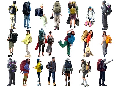 Travel figure backpack tourists outdoor fitness figure youth fashion men and women 3d model