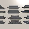 Chinese-style ancient building eaves line eaves 3d model