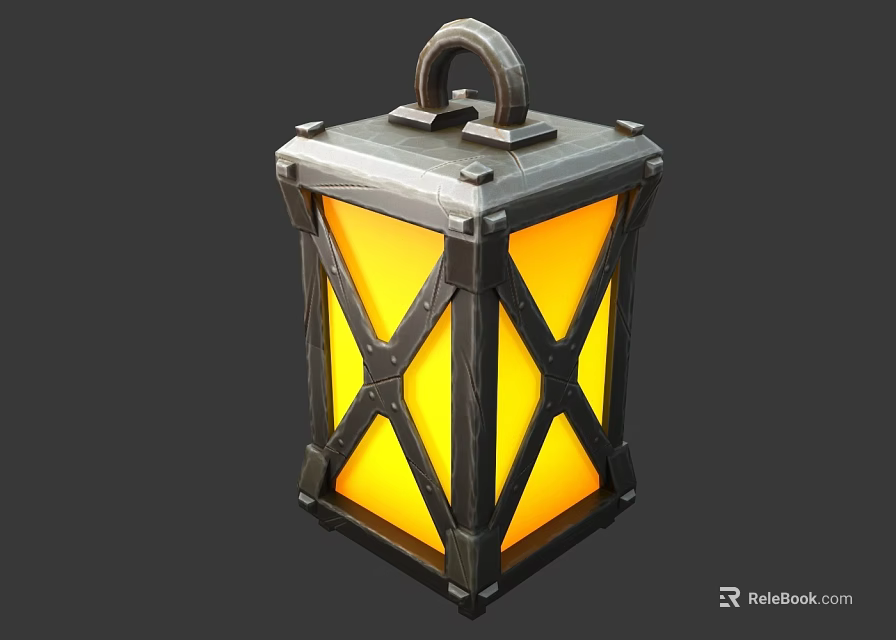 Vintage Style Wall Lantern With Metal Frame And Yellow Cross Pattern Shade 3d model