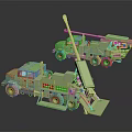 Green Military Engineering Vehicles With Crane Arm And Loading Equipment Models 3d model
