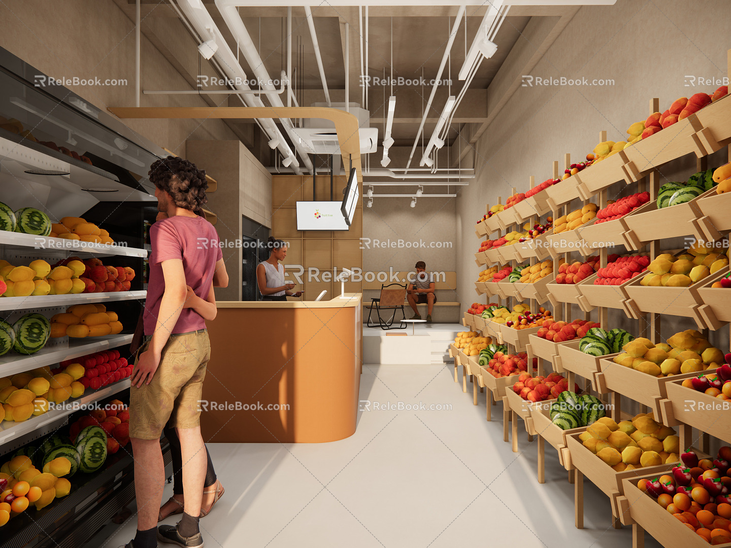 Modern Fruit Shop 3d model