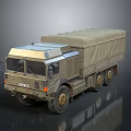 Olive Green Military Truck With Canvas Covered Cargo Bed And Multi Wheel Design
