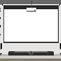 Professional Projection Monitoring Setup With Projector Screen And Surveillance Cameras