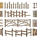 Various Wooden Fence Designs With Natural Branch And Cross Patterns