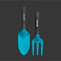 WOLF-Garten Blue Shovel And Fork Hardware Tools With Gray Handles 3d model