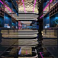 Luxury KTV Lounge With Modern Interior Colorful Lighting Leather Sofas And Mirror Walls
