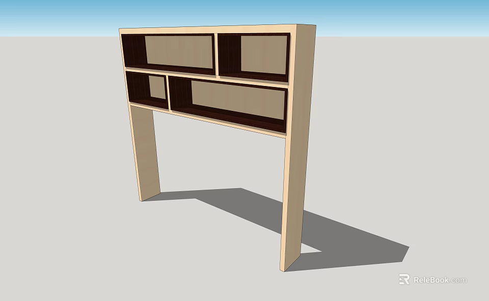 Minimalist Wooden Bookshelf With Multiple Compartments And Sleek Supporting Legs For Home Office 3d model 