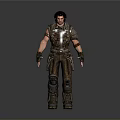 Game Movie Warrior Character In Armored Costume With Battle Gear Standing Pose