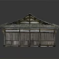 Traditional Ancient Style Building Featuring Tiled Roof Overhanging Eaves And Wooden Pillars