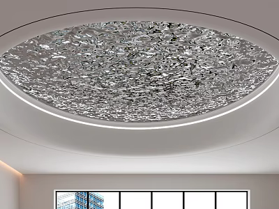 Modern Circular Ceiling Design With Textured Surface And LED Lighting in Interior Space 3d model
