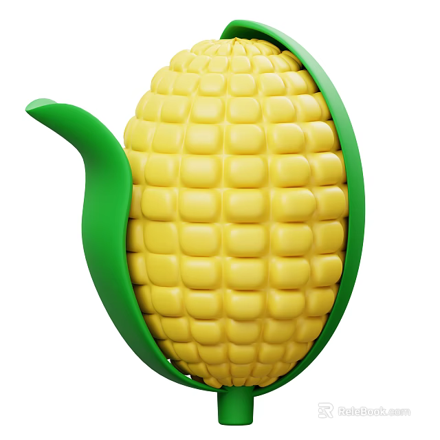 Vibrant Yellow Corn with Fresh Green Leaves and Plump Juicy Kernels 3d model 