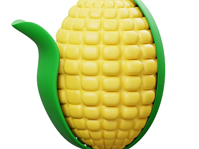 Vibrant Yellow Corn with Fresh Green Leaves and Plump Juicy Kernels 3d model