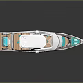 Sleek White Luxury Yacht Exterior Modern Design Wooden Deck Turquoise Accents
