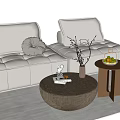 Modern double sofa sofa coffee table combination 3d model
