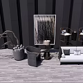Modern Sofa Set With White Upholstery Gray Pillows Armchairs Coffee Table And Decorative Art