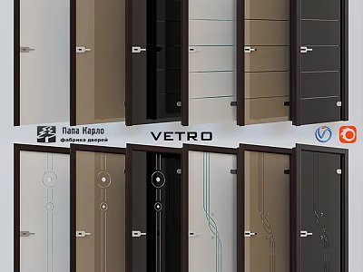 Nana Higuci VETRO Modern Interior Door Collection With Various Glass And Wood Designs 3d model