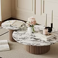 French retro style coffee table combination coffee table round coffee table 3d model