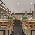 Supermarket Department Store Interior Design With Organized Shelves Various Products And Bright Lighting