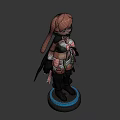 Cute Game Anime Character With Pink Long Hair Green Eyes And Green Pink Outfit