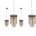 Set of Four Modern Golden Chandeliers With Glass Rods And Hanging Design