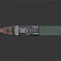 Patrol Boat P42 Gray Hull Red Bottom With Deck Equipment And Antennas