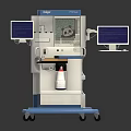 Mobile Medical Workstation With Two Monitors Blue White Console And Wheels For Clinical Use