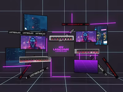 Lancome Cyberpunk Photo Spot With Neon Lights Multiple Screens And City Night View 3d model