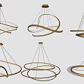 Modern Curved Gold Metallic Chandelier Designs With Pendant Light Fixtures For Interior Spaces