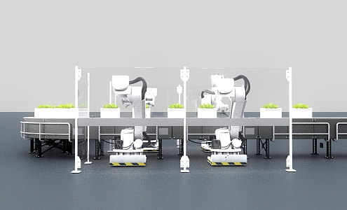 Modern assembly line life science and technology 3d model