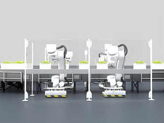 Modern assembly line life science and technology 3d model