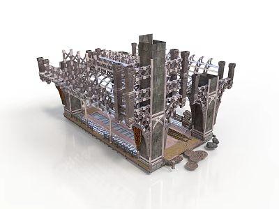 Intricate Architectural Model With Metal Framework Towers Platforms And Decorative Elements 3d model